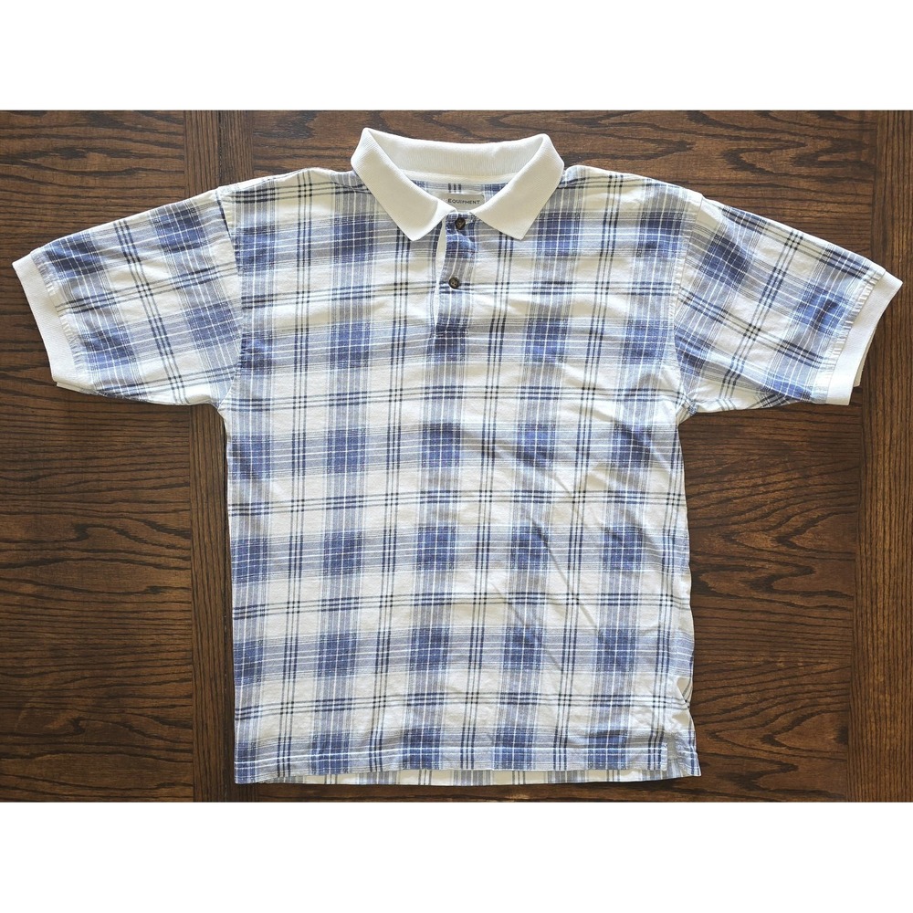 Basic Equipment Mens Medium Geometric Blue Polo